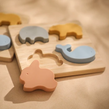 3D Multiplikācijas filmu Dzīvnieku Puzles, Rotaļlietas, Silikona Jigsaw Puzzle Rotaļlietas Bērniem galda Spēles Montessori Izglītības Rotaļlietas, Bērnu Bloki Dāvanu