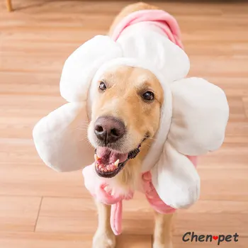 Cute Rozā Suns Drēbes par Lielu Suni, Ziedu Kostīmu Zelta Etriever Drēbes Vidējā Suns Maiga, Silta pelēkā vārna ar Cute Cepure