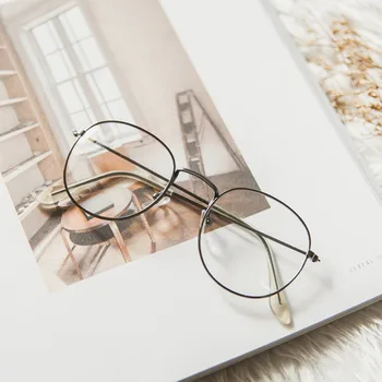 Retro Dizainers, Metāla Nulles Dioptriju Brilles Upscale Apaļas Brilles Rāmis Optisko Vienkāršā Tuvredzība Rāmi Spogulis Unisex Brilles