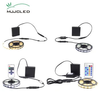 Akumulatoru Powered LED Strip Gaismas Intensitāti ar Bateriju Darbināmas LED Lentes Remote Touch SMD 3528 5V Ūdensizturīgs Warm White LED Lenti
