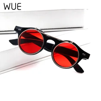 Ir 2021. JAUNU Modes Vintage Kārta SteamPunk Flip Up Saulesbrilles, Klasiskās, Dubultā Slāņa Clamshell Dizains Saules Brilles Oculos De Sol