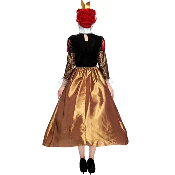 Umorden Sieviešu Indes Sarkanā Karaliene Sirdis Cosplay Kostīmu Purima Halloween Puse Fantasia Kleitu Ilgi
