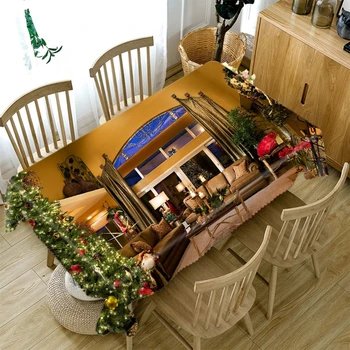 Mājas Rotājumi 3d Apaļas Galdauts Ziemassvētku Eglīte Jaunā Gada Dāvanu Modelis Sabiezēt Kokvilnas Taisnstūra galdautu, lai Dzīvojamā Istaba