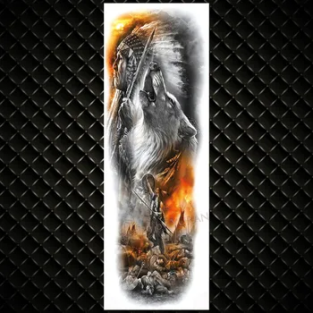 Monster Pūce, Vilks Pagaidu Tetovējumu Uzlīmes Pilnas Rokas Body Art Reāli Galvaskausa Rožu Tatoos Ūdensizturīgs Zvērs Tetovējumiem Vīrieši Sievietes