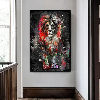 Krāsains Lauva Sienas Mākslas Audekls Gleznošanai Ziemeļu Sienas Plakāti un Izdrukas Dzīvnieku Attēli uz dzīvojamo Istabu Mājas Cuadros Apdare