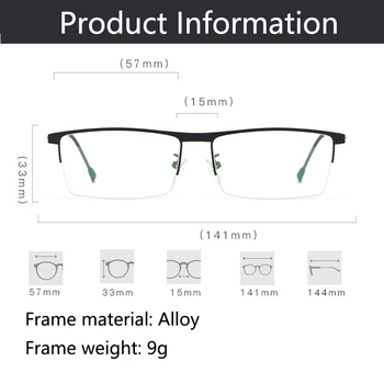 Augstas Dioptriju Lasīšanas Brilles Vīriešiem Ultravieglajiem Puse Kadru Presbyopic Brilles, Lupas Biznesa Brilles +175+450+500+550+600