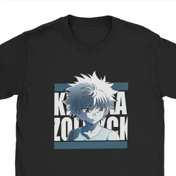 Vintage Killua Zoldyck Tee Krekls Vīriešiem Apaļā Apkakle Kokvilnas T HXH Anime Tee Kreklu Drēbes