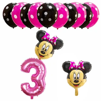 13pcs Dzimšanas dienas svinības Dekorācijas, Balonu Disney Mickey Minnie Mouse Folija Ballon Baby Dušas Numuru Globos Bērniem Rotaļlietas Piederumi