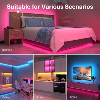 5M-30M LED Sloksnes Gaismas RGB 5050 Bluetooth Alexa Smart Control Luces Elastīgu Lampa Diožu Lentes Mājas Luz Festivāls Fita Dekori