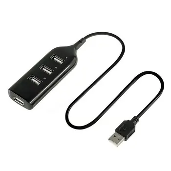 Kompakta Izmēra Mini 4 Port USB 2.0 High Speed Hub Sadalītāja Adapteris 480 Mb / s PC Klēpjdators Asprātību, USB Kabelis