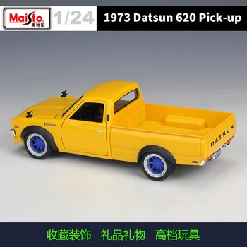 1:24 1973. gada Datsun 620 Pick-up Drift versija Mustang Roadster Simulācijas Sakausējuma Auto Modelis kolekcija dāvanu rotaļlietas