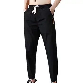 Vasaras Vīriešu Bikses Plus Lieluma Poliestera tīrtoņa krāsu kabatām un aukliņu Vasaras Potītes Saistīts Kabatām, Sporta Bikses Vīriešu apģērbu, 2021