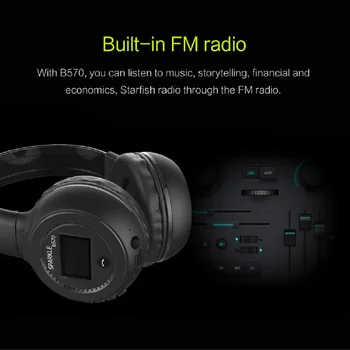 Bezvadu Austiņu Radio Pa Ausu Bluetooth Savietojamība Stereo Austiņas Austiņas Datora, Tālruņa Atbalsts FM AUX Audio Karte