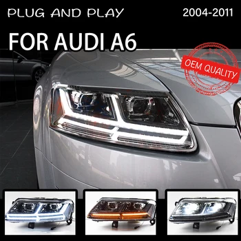 Lukturu AUDI A6 no 2005. līdz 2011. gadam Automašīnas автомобильные товары LED dienas gaitas lukturi Hella 5 Xenon Lēcu Hid H7 Automašīnas AUDI A6 Piederumi