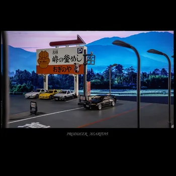 Diorāma 1/64 Sākotnējā D Japānas Ainavu Autostāvvieta Displejs Streetscape Modelis Miniatūrā Rotaļlietas