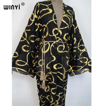 WINYI drēbes, longue Sieviešu kimono Jaka dūriens gild Kokteilis sexcy Boho Maxi Āfrikas Brīvdienu Plats Piedurkņu traf Elegantu Apmetni