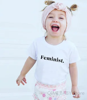 Feminisma Toddler Zīdaiņiem Jaundzimušo Bērnu Īsām Piedurknēm Tshirt Bērniem, Balts T-krekls Bērniem Foršs Sauklis Topi Unisex Meitene Zēns Tee