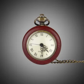 6062 Vintage Sarkanā koka Kabatas Pulksteņu Kārta caurspīdīgs kvarca Sienas Skatīties Vīriešu un sieviešu universālā pulkstenis Dāvanu kabatas pulkstenis