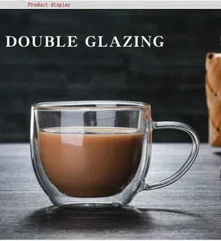 Dubultu Sienu Krūze Biroja Krūzes Siltuma Izolācija Double Coffee Kafijas Krūze Stikla Kausa Drinkware Piena Drophipping 2019 Apaļā Stikla Kauss