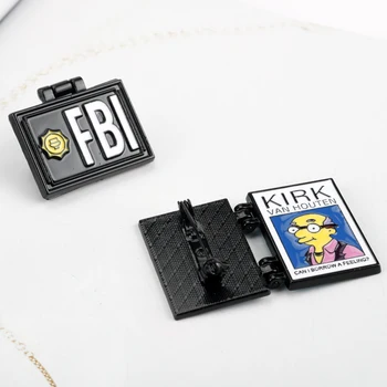 Atveramu Vāku Kolekcija Pin X-Failus FIB Fox Mulder ID Kartes Emaljas Piespraudes Simpson Maisā Drēbes, Atloks Pins Punk Modes Rotaslietas