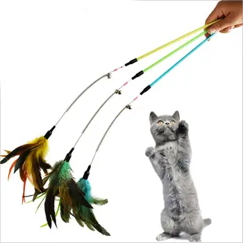 Smieklīgi Spirāli Pet Cat Rotaļlietas Krāsains Spalvu Teaser Rotaļlietas Mājdzīvniekiem, Kaķiem, Kaķēns ar Zvaniņi, Teasing Stick Pet Produkti