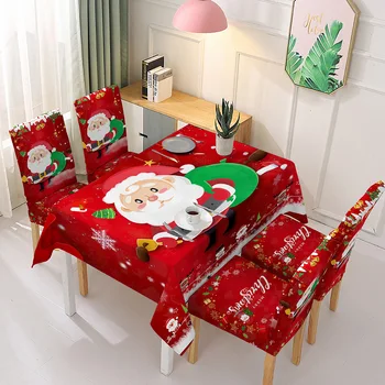 3D Iespiesti Elastīgs Ziemassvētku Krēslu Vāciņu Sarkana/Zila Ziemassvētku galdautu Taisnstūra Pusdienu Galda Vāka Dekori manteles de mesa