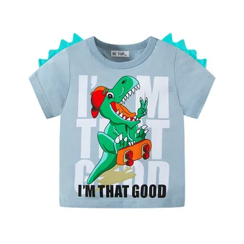 2T-7T Jaunu 2022 Modes Summer Cartoon Dinozauru Īsām piedurknēm T-krekls Puiku Drēbes Pamata Bērniem, Bērnu Kostīms Ar Anime