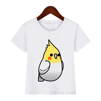 Kawaii putniņiem t-krekls meitenēm, zēniem, bērniem drēbes, balts ar īsām piedurknēm t camisetas harajuku krekls topi meitenes zēni