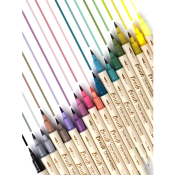 3pcs Retro krāsas Otas Marķieri, Pildspalvas Komplekts Dual pusē Smalks Laineris uz Ūdens bāzes Tintes Blendable Akvareļu Art Paint Zīmēšanas Skolas F133