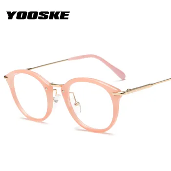 YOOSKE Vintage Optiskās Brilles Sievietēm, Apaļas Metāla Rāmis Unisex Sieviešu Briļļu Skaidrs, Lēcas, Briļļu Recepšu Brilles
