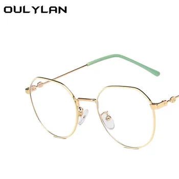 Oulylan Modes Zilā Gaisma Pretbloķēšanas Brilles, Sieviešu, Vīriešu Moderni Caurspīdīga Dāma Brilles Tuvredzība, Optisko Briļļu Metāla Rāmis