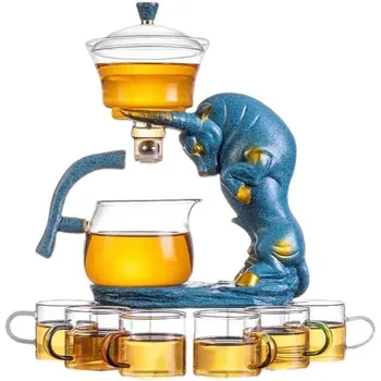 Stikla Tējas Komplekts Karstumizturīga Bullish Magnētisko Iesūkšanas Sensors Tējas Noteikt Augstas Borsilikāta Magnētisko Ūdens Novirzīšanu Rotējošo Vāciņu