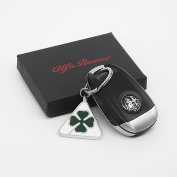 Auto Keychain Atslēgu Gredzens Double-sided Četru lapu Āboliņš Stilu, Alfa Romeo Giulia Stelvio Modificētu Taustiņu Apdare Piederumi