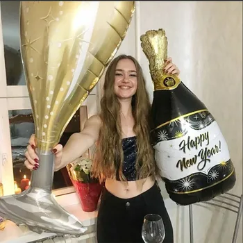 Liels Viskijs Šampanieša Pudeli Kausa Baloni Laimīgu Jauno Gadu Dzimšanas Dienas Svinības Rotājumus Bērniem Pieaugušo Vainagu Dzimšanas Dienu, Kāzu Balonu
