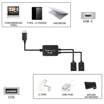 USB 3.1 Tipa C V8 OTG Rumbas 2 Porti Maksas Datu Pārraides Adaptera Kabeli ar Datoru, TV Smart Tālruni