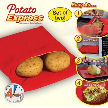 1PC Red Mazgājams Plīts Maisā Ceptu Kartupeļu Mikroviļņu Gatavošanas Kartupeļu ātri Ātri (pavāri, 4 kartupeļi uzreiz)