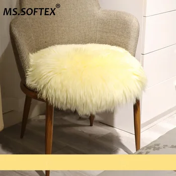 MS. Softex Dabīgās Aitādas Sēdekļa Spilvena Nekustamā Aitas Kažokādu Paklājs apaļš forma, Guļamistaba Decrative Aitādas Kažokādas Spilvenu Dabīgās Kažokādas Pledi