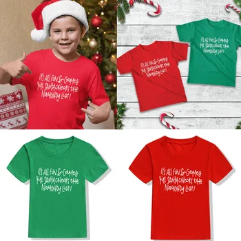 Tās Visi ir Jautri un Spēles Til Santa Pārbaudes Nerātns Saraksts Krekls Bērniem Ziemassvētku Apģērbs, Bērnu T Krekls Balts t-veida Ātra Piegāde