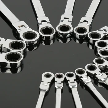 6-20mm Metriskās Flex-Galvas Ratcheting Uzgriežņu atslēgu Komplekts Profesionālo Hroma Vanādija Tērauda Sprūdrata Uzgriežņu atslēgas Kombinācija, kas Noslēdzās uzgriežņu Atslēgu Komplekts