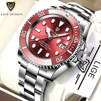 LIGE Dizaina Jaunu Vīriešu Mehāniskās rokas Pulkstenis Luksusa Keramikas Bezel Automātiskā Diver Watch Pulksteņi Vīriešu Relogio Masculino Ir 2021.+Kaste