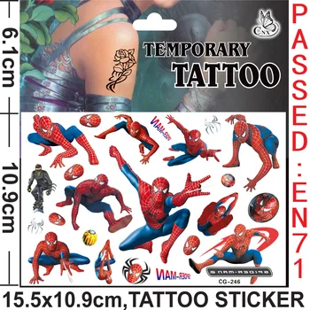 6pcs Stila Brīnums Zirnekļa Cilvēks Tetovējumu Uzlīmes, Bērns Karikatūra Proofwater Bērns, Bērnu Dzimšanas dienas svinības Komplektā