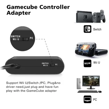 3 In 1 GC Kontrolieris Adapteris, 4 Portu NGC Gamepad Kontrolieris Adapteris, Nintendo Switch/Wii U/PC, Windows / Vista/ Mac OS