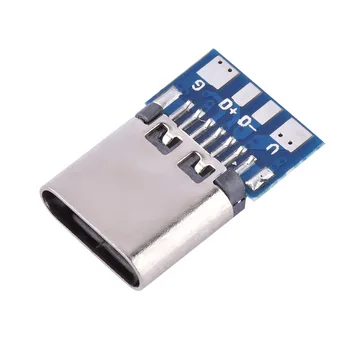 10/5pcs USB 3.1 C Tipa Savienotājs 14 Pin Female Ligzda traukā Ar Caurumiem PCB 180 Vertikālais Vairogs USB-C