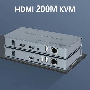 200M HDMI USB kvm Extender RJ45 Tīkla IP KVM Over IP Paplašinātājs Ar Cat5 Cat5e Cat6 1080P HDMI KVM Extender TX Ar UTP/STP Porti