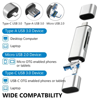 Micro USB C Tips MicroSD atmiņas karte SD TF OTG Atmiņas Karšu Lasītājs Samsung galaxy S6 S7 S8 S9 S10 Plus Huawei P20 P30 Pro Portatīvo DATORU