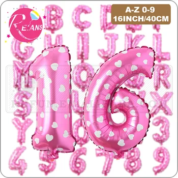 16 Collu Rozā Alfabēta numuru Vēstules Folijas gaisa Balons, Dzimšanas dienas svinības Rotājumus Bērniem, Kāzu Gadījumā Puses Piegādātājiem Globos Gaisa Bumbiņas