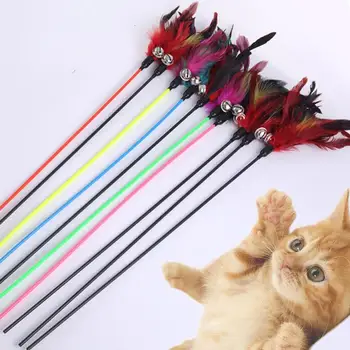 Jaunu Cute 1GB Spalvu Stick Rotaļlietu Kaķi, Kaķēni Interaktīvās Stick Ar Mazo Bell Dabas Drošības Pet piegādēm Izlases Krāsā Dāvanu