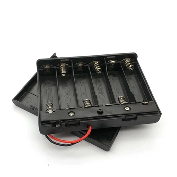 Augstas Kvalitātes 6 AA Baterijas Turētāju Uzglabāšanas Gadījumā Plastmasas 1,5 V Akumulatora korpusa ON/OFF Slēdzis ar Klp Stieple 6 X 1,5 V AA Baterijas