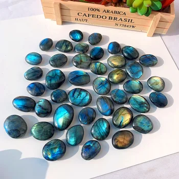 1PC Skaistu Dabas Kristāla, Akmens Plūst Zilās Gaismas Labradorīts akmens, Iegarenas formas DIY Piekariņu kolekcija gem