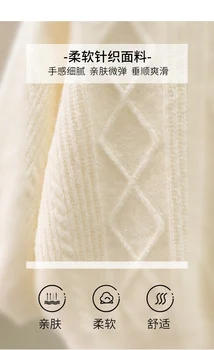 Balta Izšūta korejiešu Stilā, Modes Puloveri Sieviešu Dāmas Rudens Ziemas 2021 Apģērbs Džemperi, Topi Blūze Sieviešu Mētelis